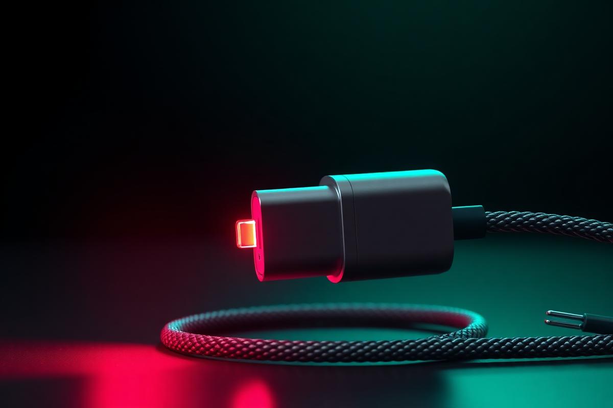 Cables y cargadores con look clean.